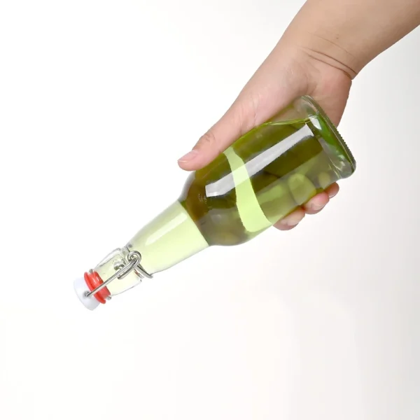 Swing Top Round Beer Drinking Beverage Glass Juice Bottle - Image 3