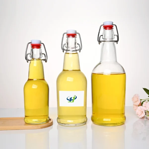 Swing Top Round Beer Drinking Beverage Glass Juice Bottle