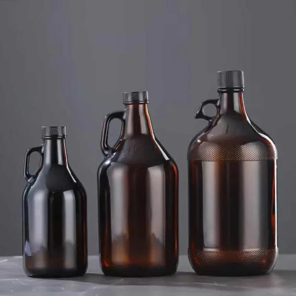 1L 2L 4L Beer Bottle Amber Glass Wine Bottle with Handle