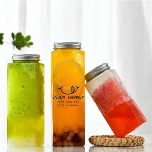 Hot Sell Juice Bottle with Lid Clear Tea Bottle for Drink 350ML 550ML