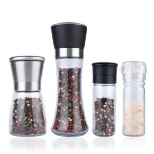 Pepper Grinder Bottles, Ceramic 100ml Glass Spice Jar with Grinder