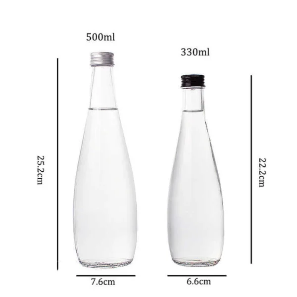 500ml 330ml Clear Mineral & Soda Water Glass Bottle Round Shape - Image 3