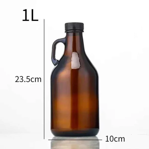 1L 2L 4L Beer Bottle Amber Glass Wine Bottle with Handle - Image 3