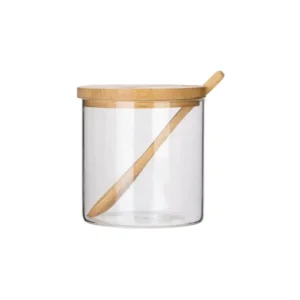 Set of 3 – 300ml High Borosilicate Glass Jars with Bamboo Lid & Wooden Spoon