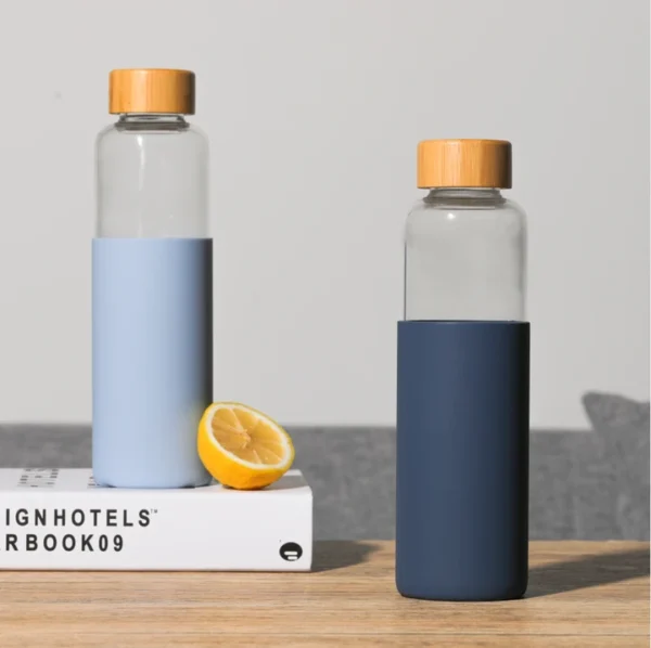 Water Bottle With Silicone Sleeve and Bamboo Lid - Image 3