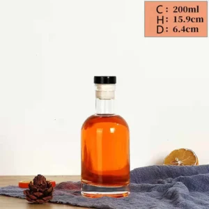 Customized Clear Frosted Mini Beverage Juice Wine Whisky Vodka Liquor Glass Bottle with Lids