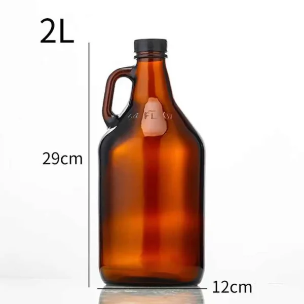 1L 2L 4L Beer Bottle Amber Glass Wine Bottle with Handle - Image 4