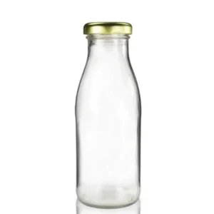 Glass milk bottle with aluminum lid