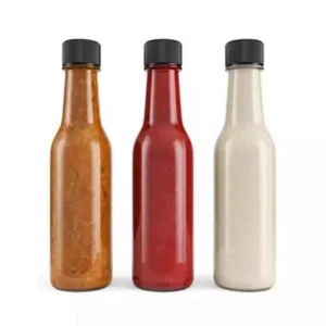 150ml 5oz Clear Hot Sauce Glass Bottle with Black Cap Glass Bottle