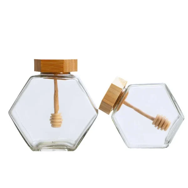 Customized Luxury Hexagonal Honey Glass Jar