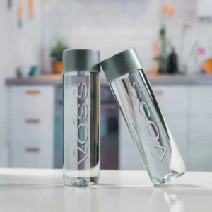 Voss Glass Bottle with Plastic Lid for Mineral Water