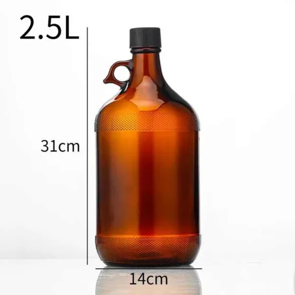1L 2L 4L Beer Bottle Amber Glass Wine Bottle with Handle - Image 2