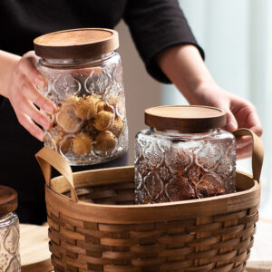 Wholesale 500ml transparent empty round square glass storage jar