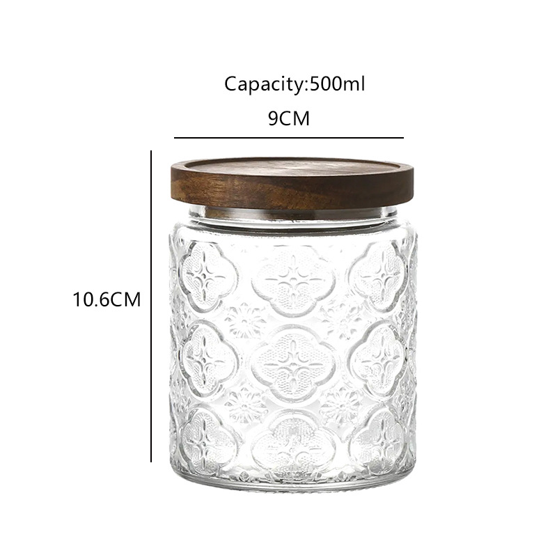 Wholesale 500ml transparent empty round square glass storage jar 4 Wholesale 500ml transparent empty round square glass storage jar - Image 4