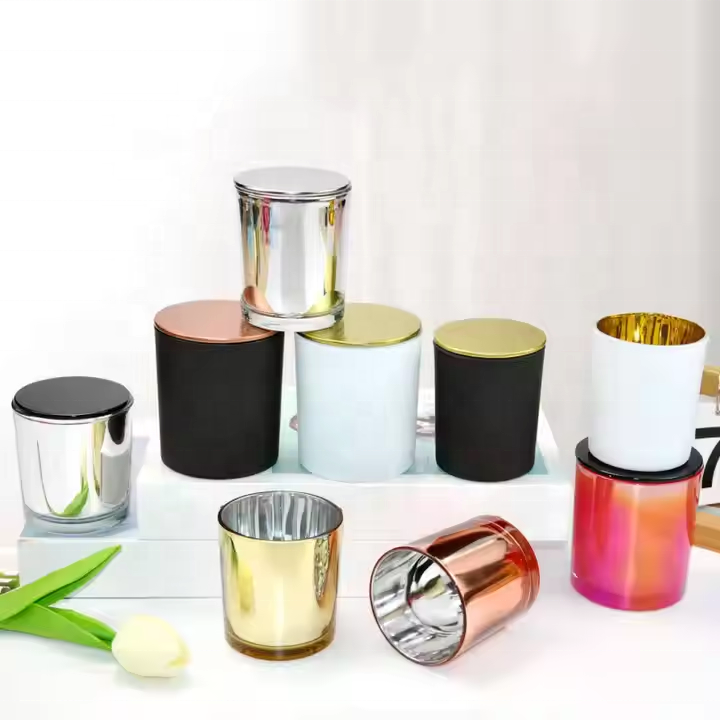 8 Oz 10 Oz 14 Oz Wide Mouth Glass Wax Candle Jar With Metal Lid | Hua Jing