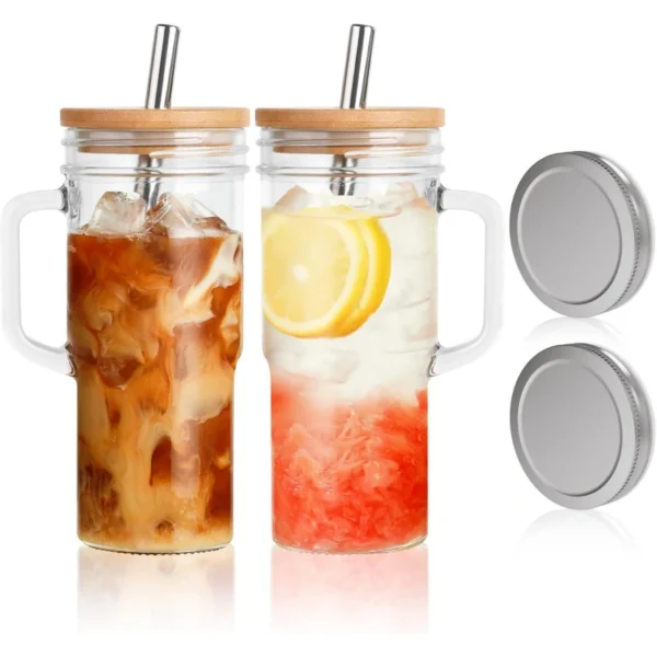 Reusable 25 oz glass water bottle with handle - Image 4