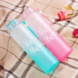 Wide Mouth Drinking Borosilicate Glass Water Bottle with Lid 9 1 24