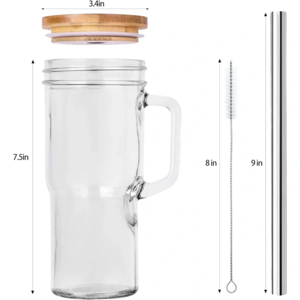 Reusable 25 oz glass water bottle with handle - Image 2
