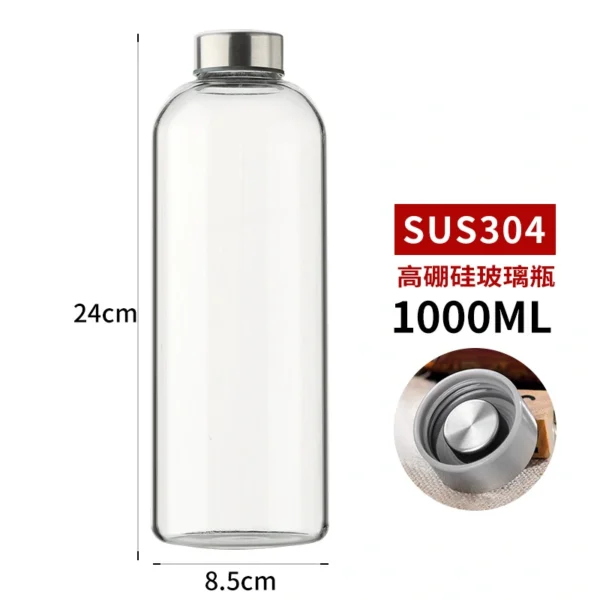 High Borosilicate Clear Glass Drinking Bottle With Sealing Glass Lid - Image 6