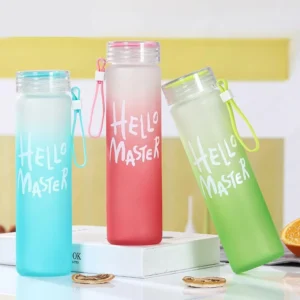 Wide Mouth Drinking Borosilicate Glass Water Bottle with Lid 10 2 21