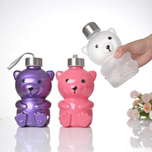Wholesale Bear Cup Creative Glass Bottle With Lid 10 3 22