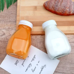 Reusable Glass Bottles with Lids for Milk