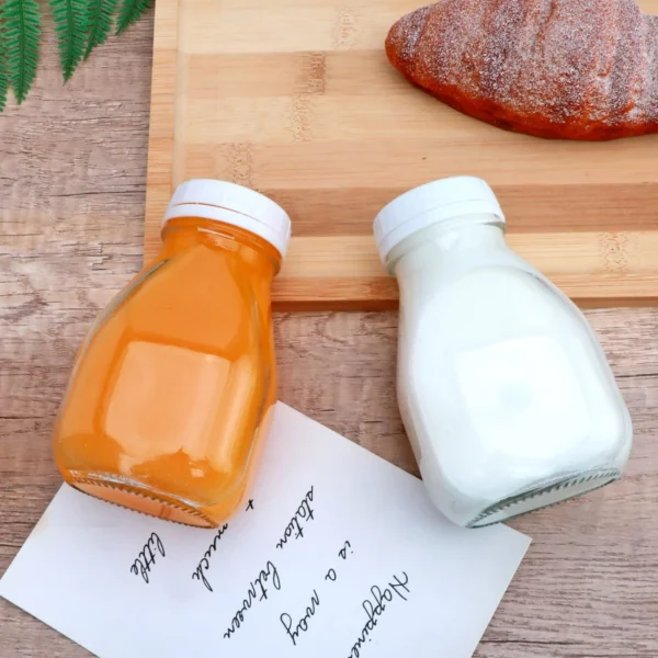 Reusable Glass Bottles with Lids for Milk