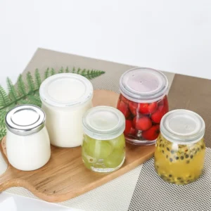 5oz Jam Pudding Jar Yogurt Glass Jar With Plastic Lid