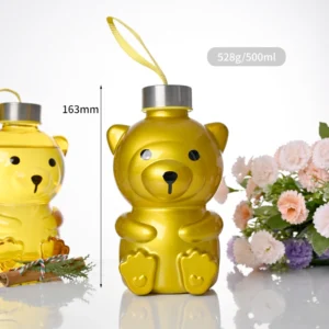 Wholesale Bear Cup Creative Glass Bottle With Lid 11 4 18