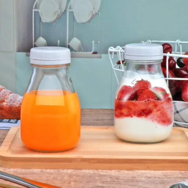 Reusable Glass Bottles with Lids for Milk - Image 4