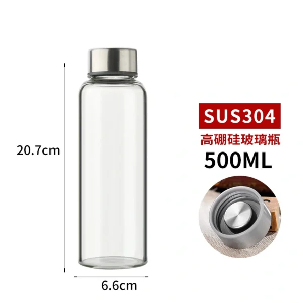 High Borosilicate Clear Glass Drinking Bottle With Sealing Glass Lid - Image 4