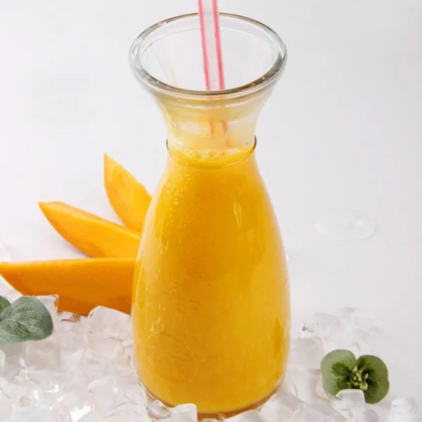 Transparent round glass milk bottle with lid - Image 3