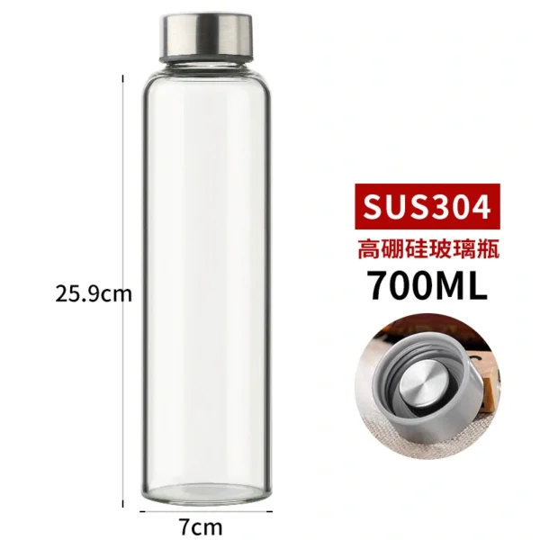 High Borosilicate Clear Glass Drinking Bottle With Sealing Glass Lid - Image 5