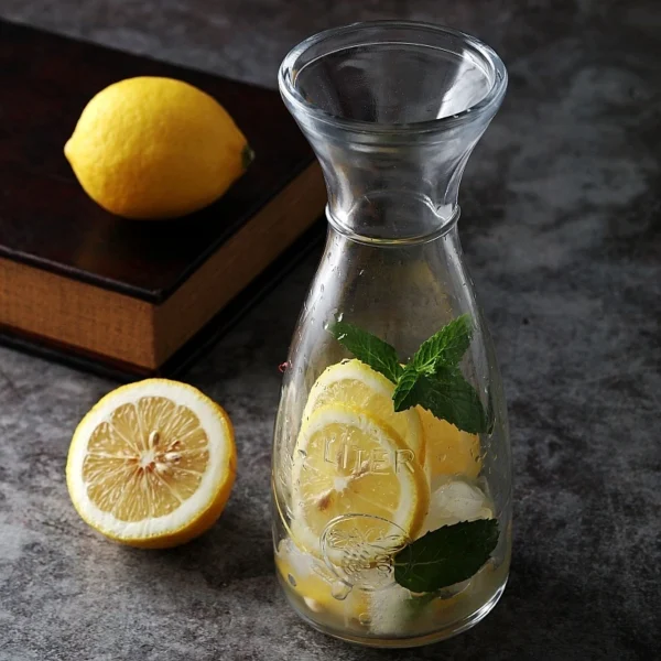 Transparent round glass milk bottle with lid - Image 6