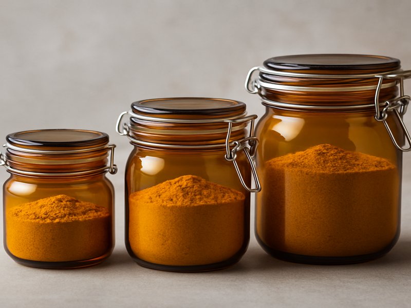 Amber Glass Spice Jars
