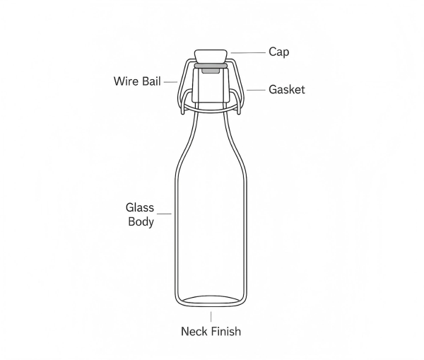Guide to Swing Top Bottles 2025: A Complete Manufacturer’s Handbook 4 Anatomy of a Swing Top Bottle
