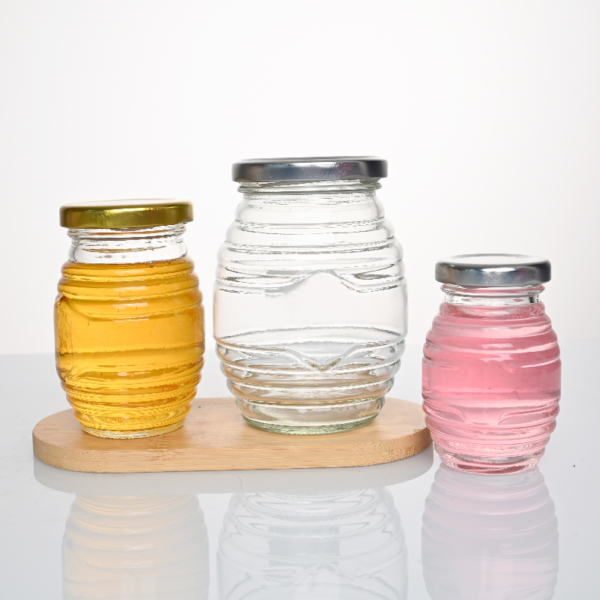 Round Shaped Glass Honey Jar with Tinplate Lid - Image 2