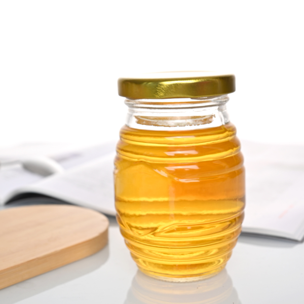 Round Shaped Glass Honey Jar with Tinplate Lid - Image 4