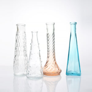 Embossed Mini Flower Glass Bud Vases