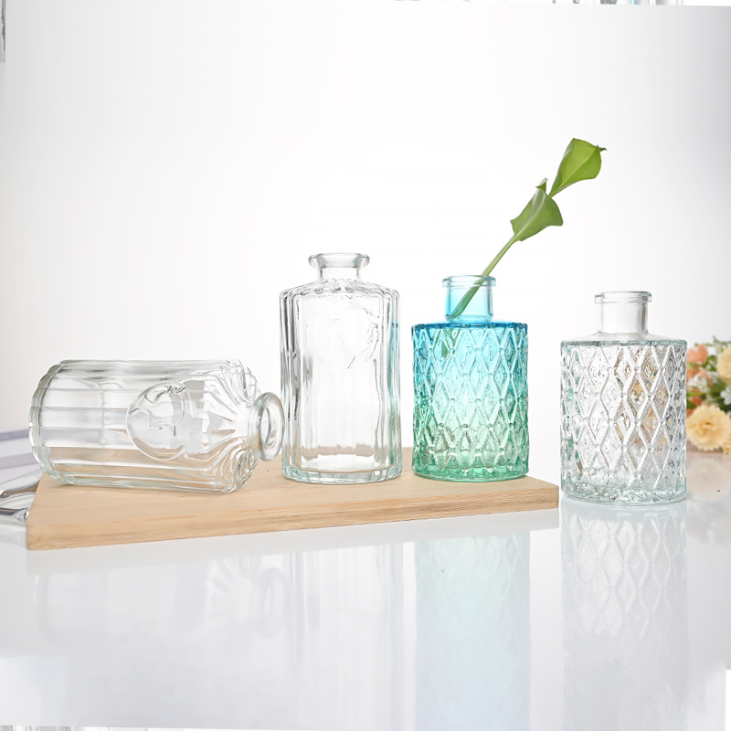 Embossed Mini Flower Glass Bud Vases 2 Embossed Mini Flower Glass Bud Vases - Image 2