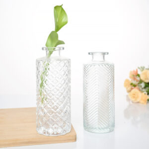 Embossed Mini Flower Glass Bud Vases