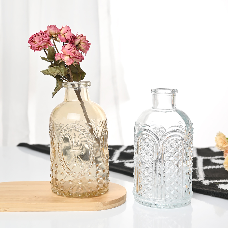 Relief Design Flower Clear Plant Mini Glass Bud Vase 4 Relief Design Flower Clear Plant Mini Glass Bud Vase - Image 4