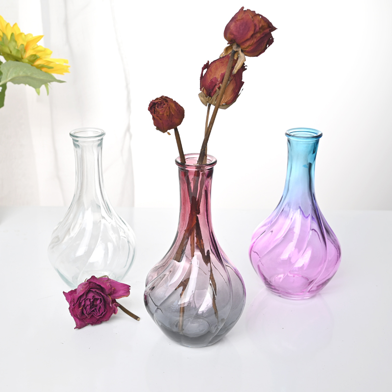 Relief Design Flower Clear Plant Mini Glass Bud Vase 3 Relief Design Flower Clear Plant Mini Glass Bud Vase - Image 3