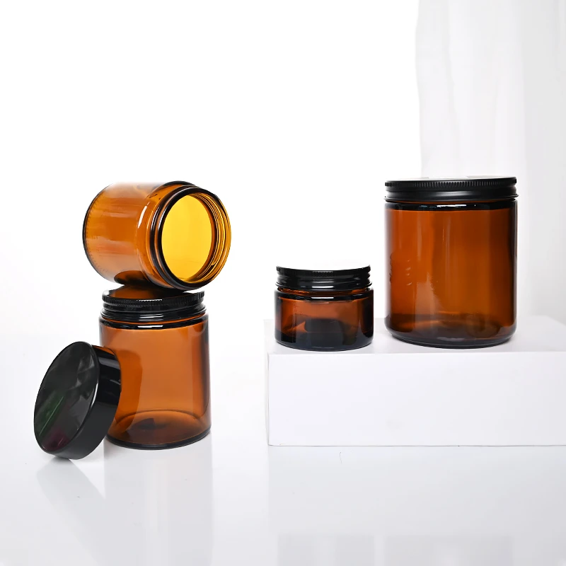 Amber Glass Candle Jar 2 Amber Glass Candle Jar - Image 2