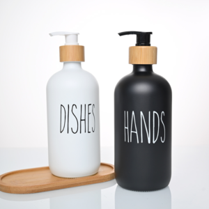Empty Hand Wash Liquid Soap Bottles With Bamboo Pump