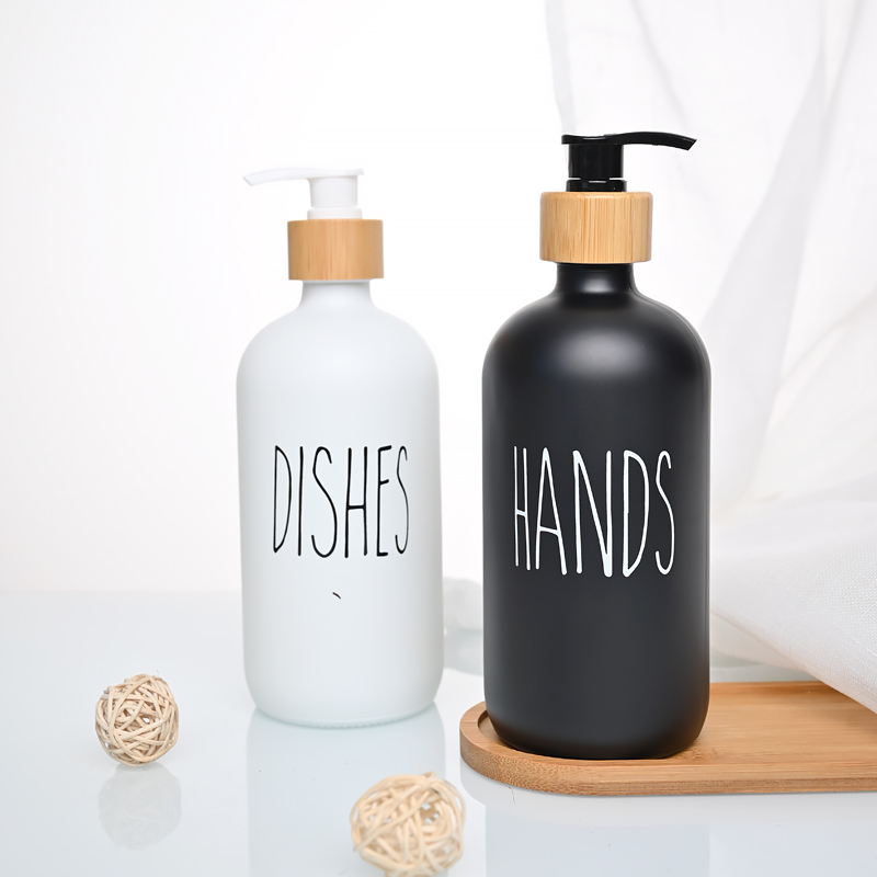 Empty Hand Wash Liquid Soap Bottles With Bamboo Pump 3 Empty Hand Wash Liquid Soap Bottles With Bamboo Pump - Image 3