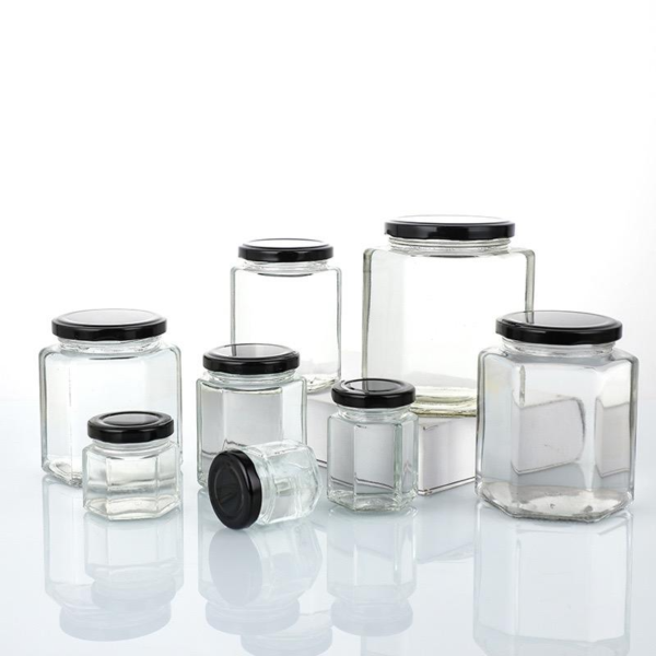 Recycled 45ml 380ml 500ml 730ml Hexagonal Glass Jar - Image 3