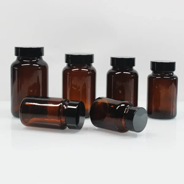 Amber Capsule Pill Medicine Glass Bottle - Image 3