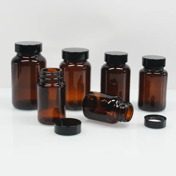 Amber Capsule Pill Medicine Glass Bottle