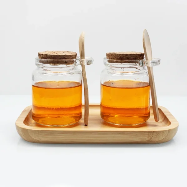 Glass Honey Jar with Wooden Cork and Wooden Spoon - Image 3